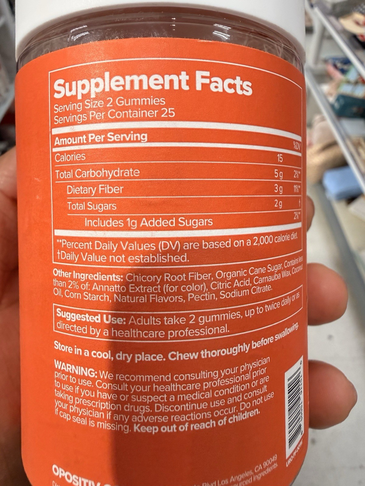 O Positiv Health Women’s Prebiotic Fiber Gummies Digestive Support Orange 50