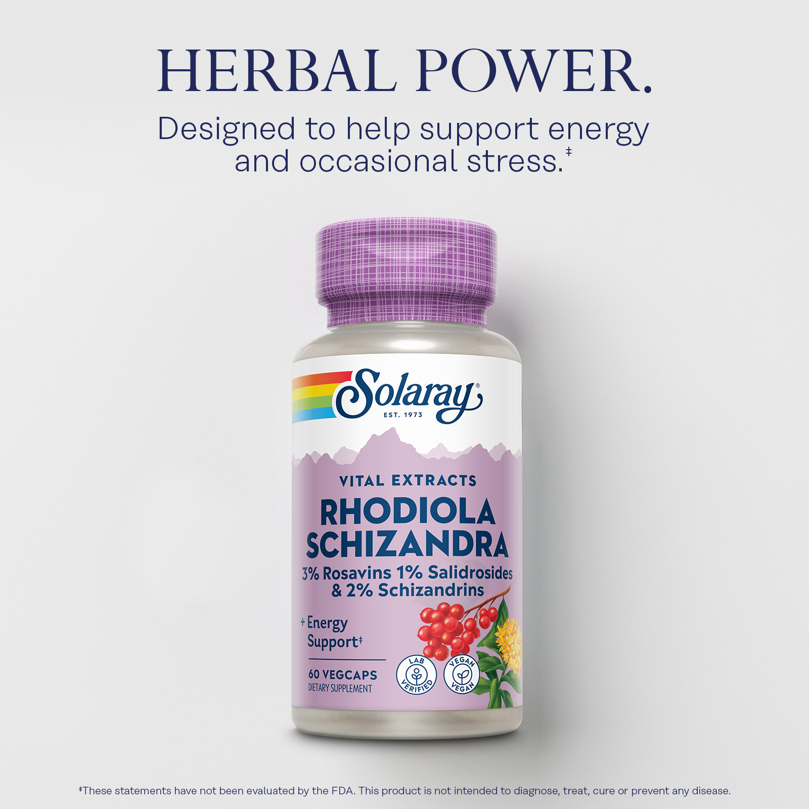 Solaray Rhodiola and Schizandra Supplement, 500 mg | 60 Count