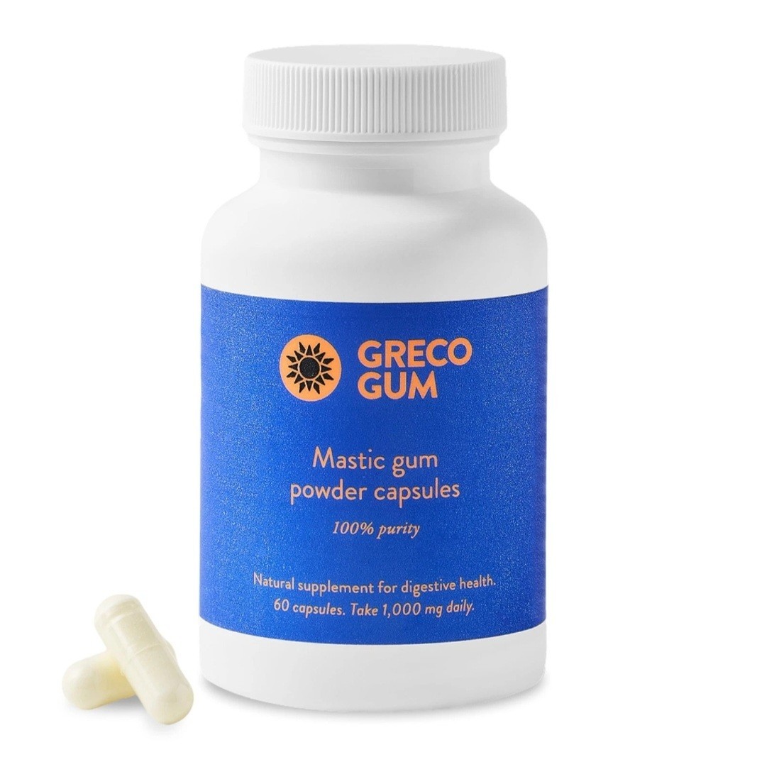 GRECO GUM Mastic Gum Digestive Support 1000mg Capsules 60 Ct Exp 06/2026
