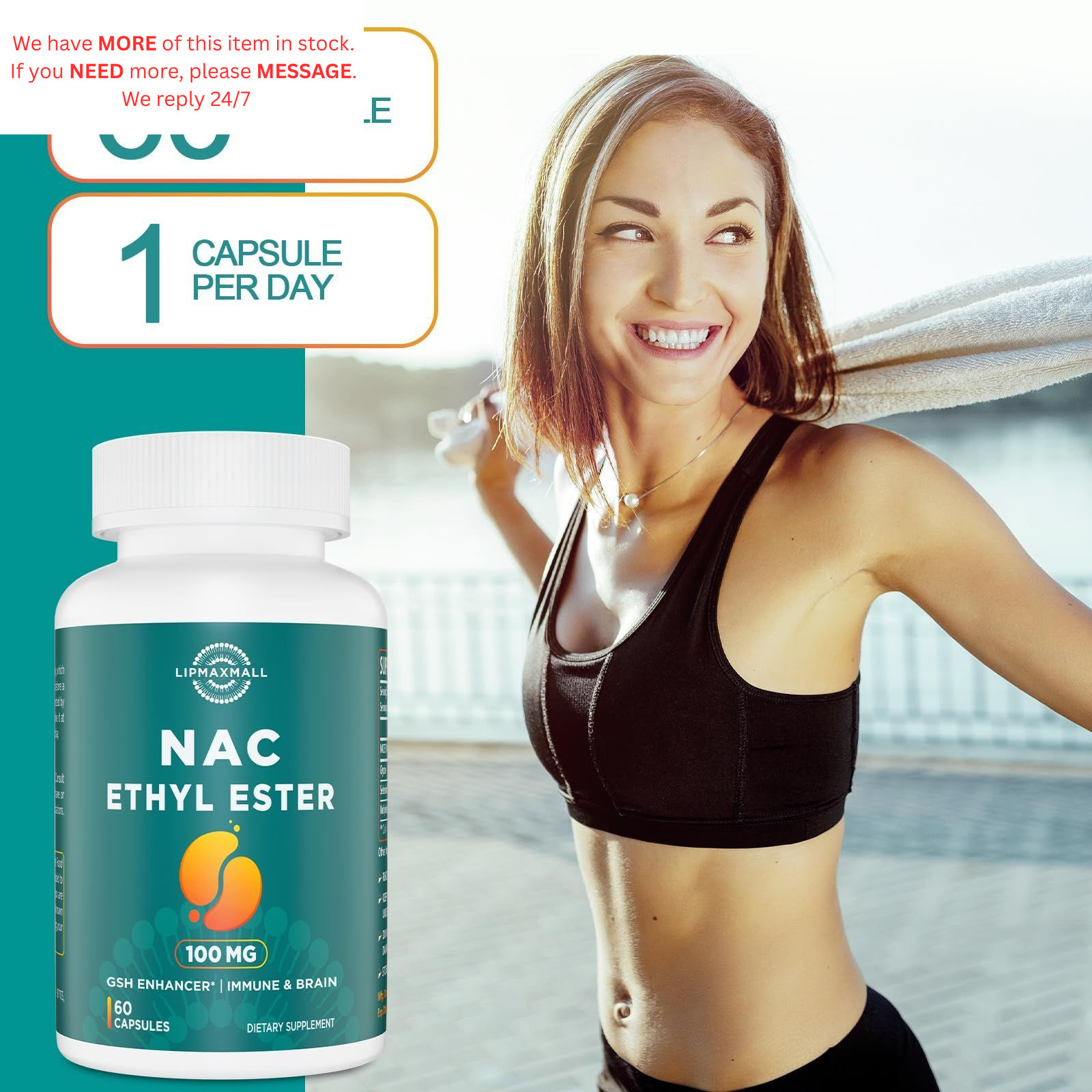 lipmaxmall N-Acetyl Cysteine Ethyl Ester 60 Count (Pack of 1), White