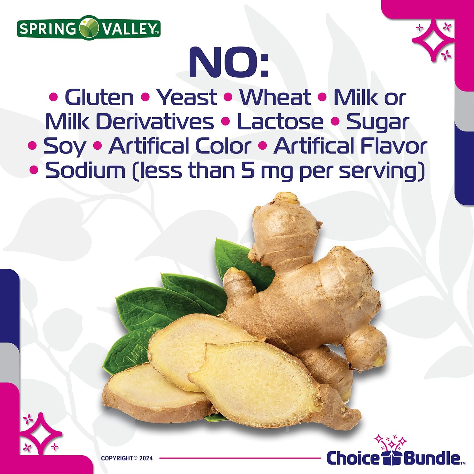 Spring Valley Ginger Root 550mg 400 Caps (4 Pk 100ct) + Vitality Vitamin & Case