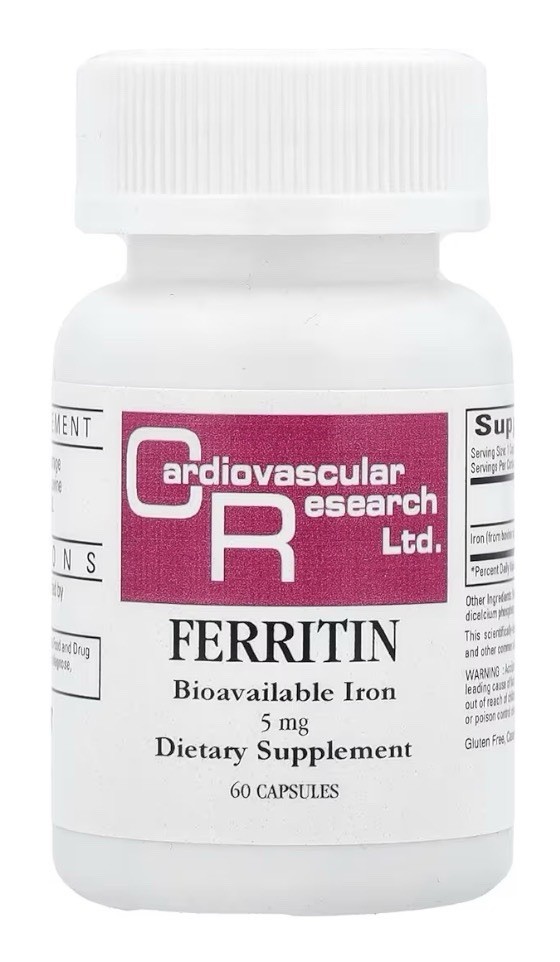 Cardiovascular Research Ferritin 5 mg Bioavailable Iron 60 Capsules