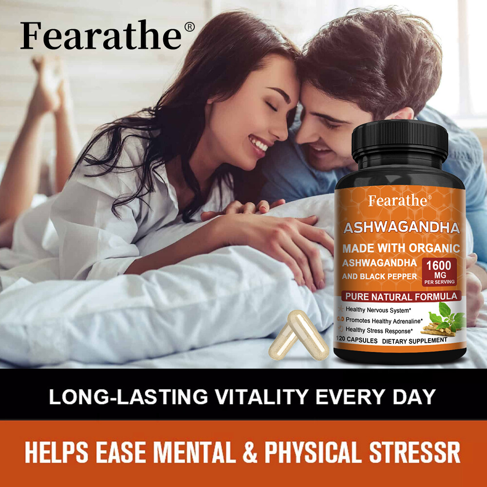 ☀ Organic Ashwagandha Capsules 1600mg with Black Pepper Root Powder