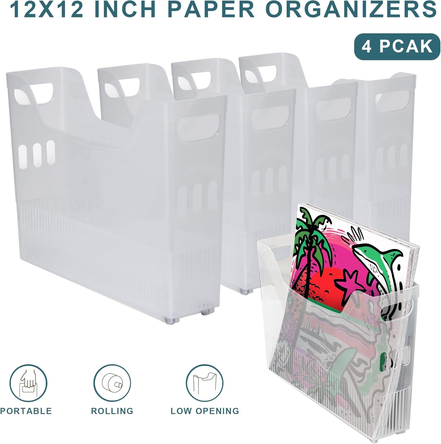 4PCS 12X12 Paper Storage, Scrapbook Paper Storage, 12X12 Paper Storage Organizer