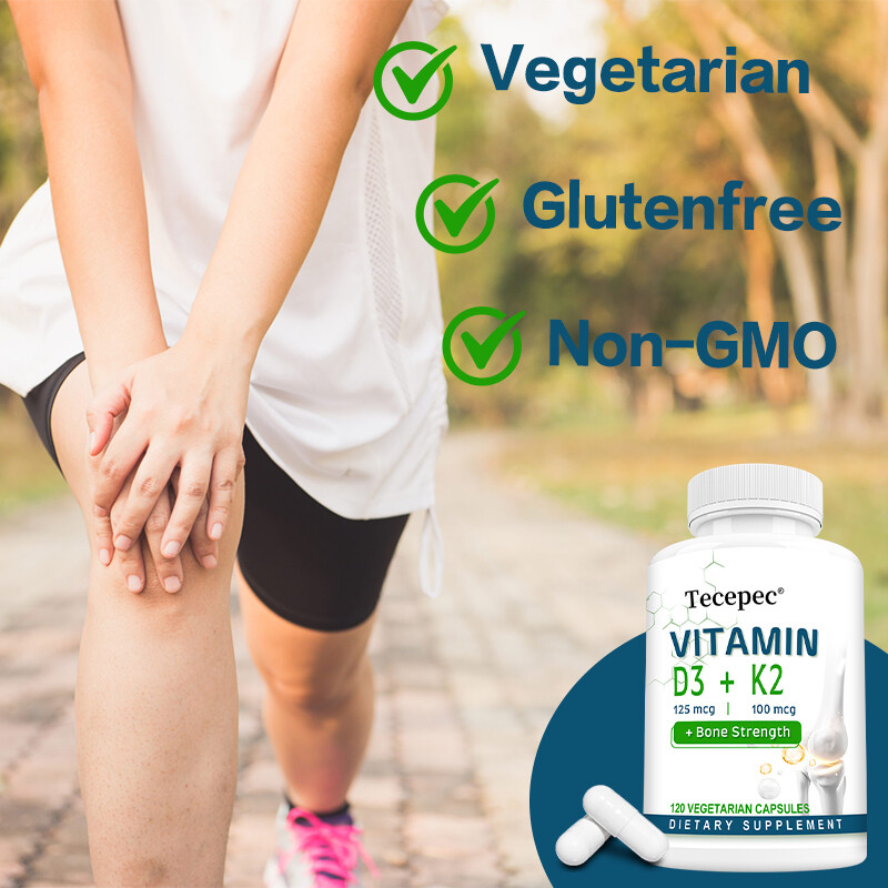 Vitamin K2 (100mcg) + Vitamin D3 (5000 IU) 30/60/120 Softgels – Gluten Free