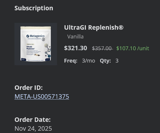 Metagenics UltraGI Replenish Vanilla Flavor Powder 46.03oz