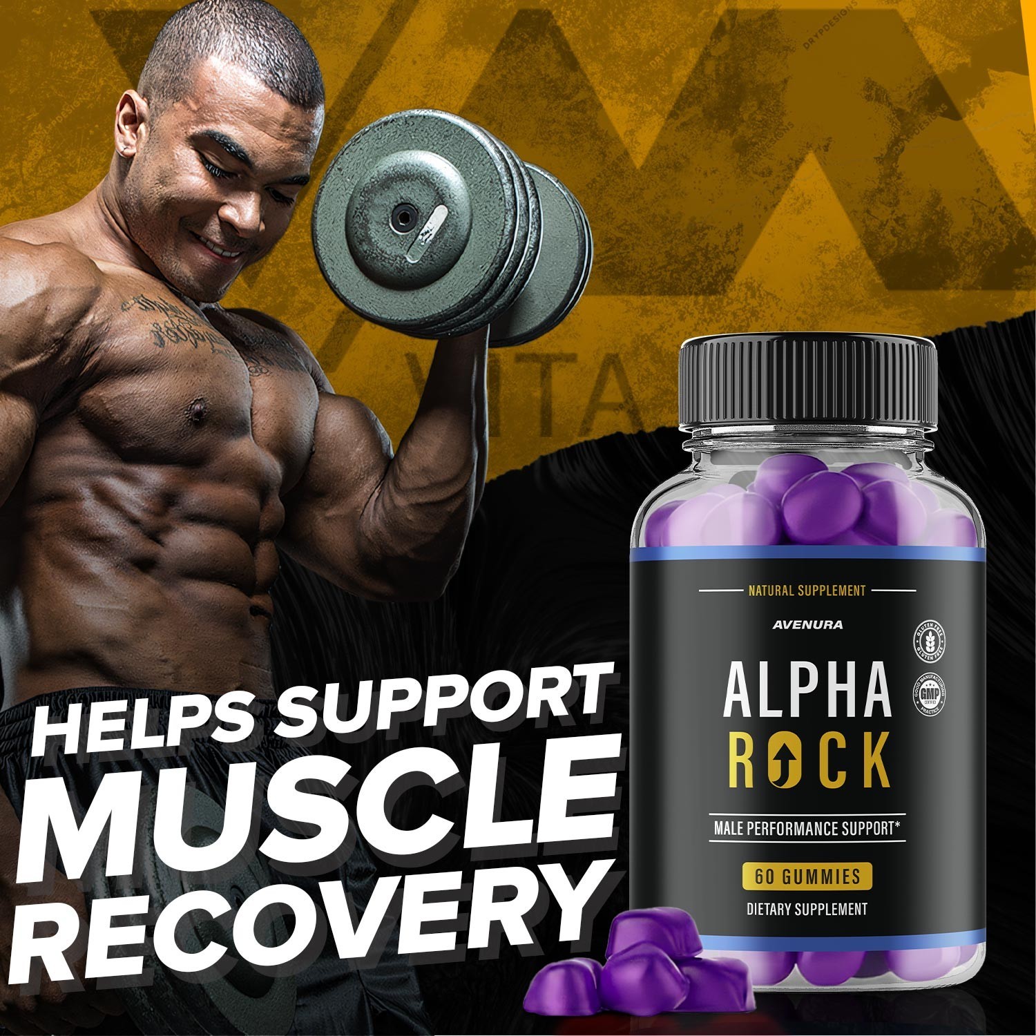 (2 Pack) Alpha Rock Men Gummies – AlphaRock Gummy Natural Blend Advanced Formula