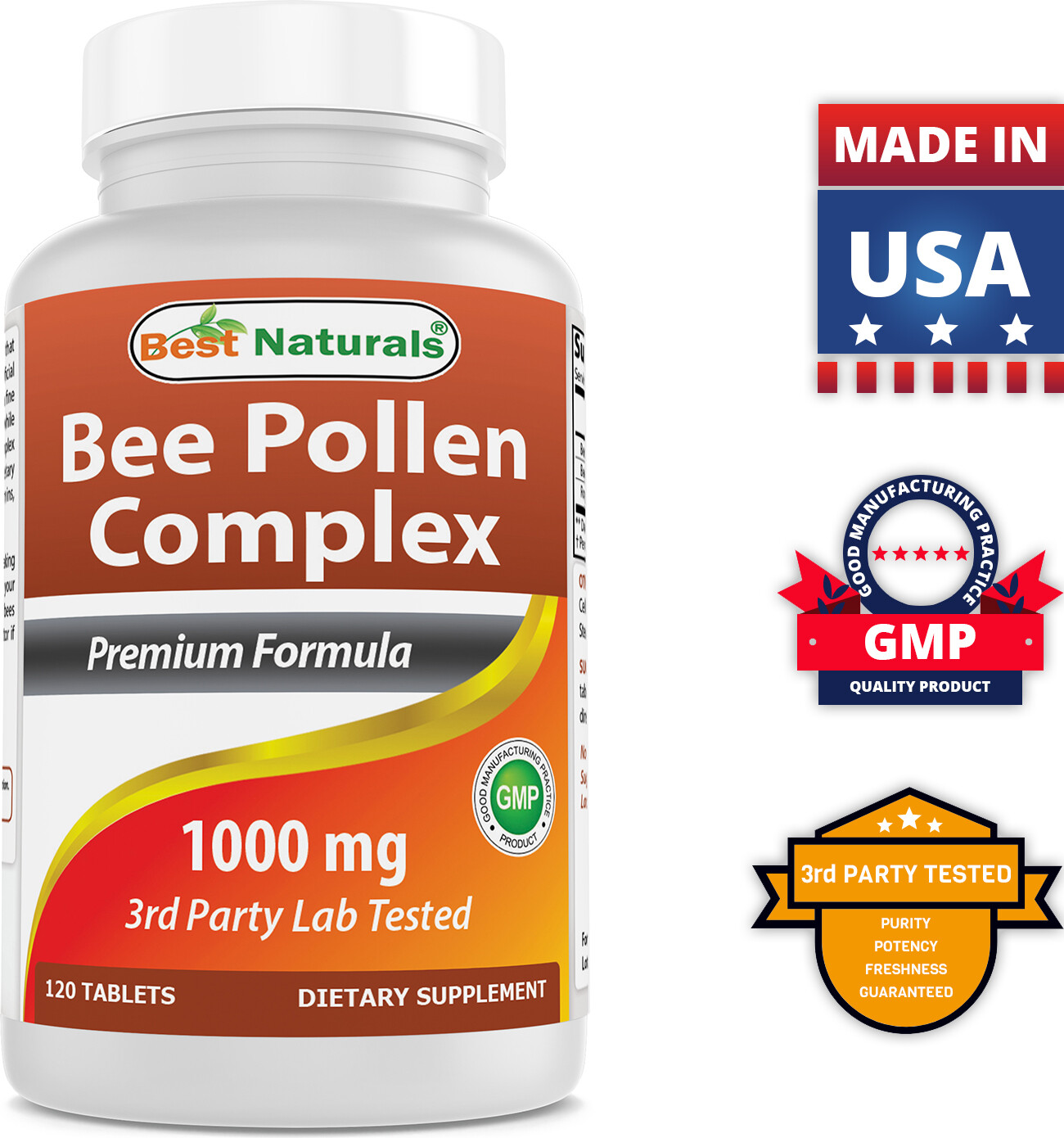 Best Naturals Bee Pollen Complex 1000 mg 120 Tablets, Healthy Metabolism