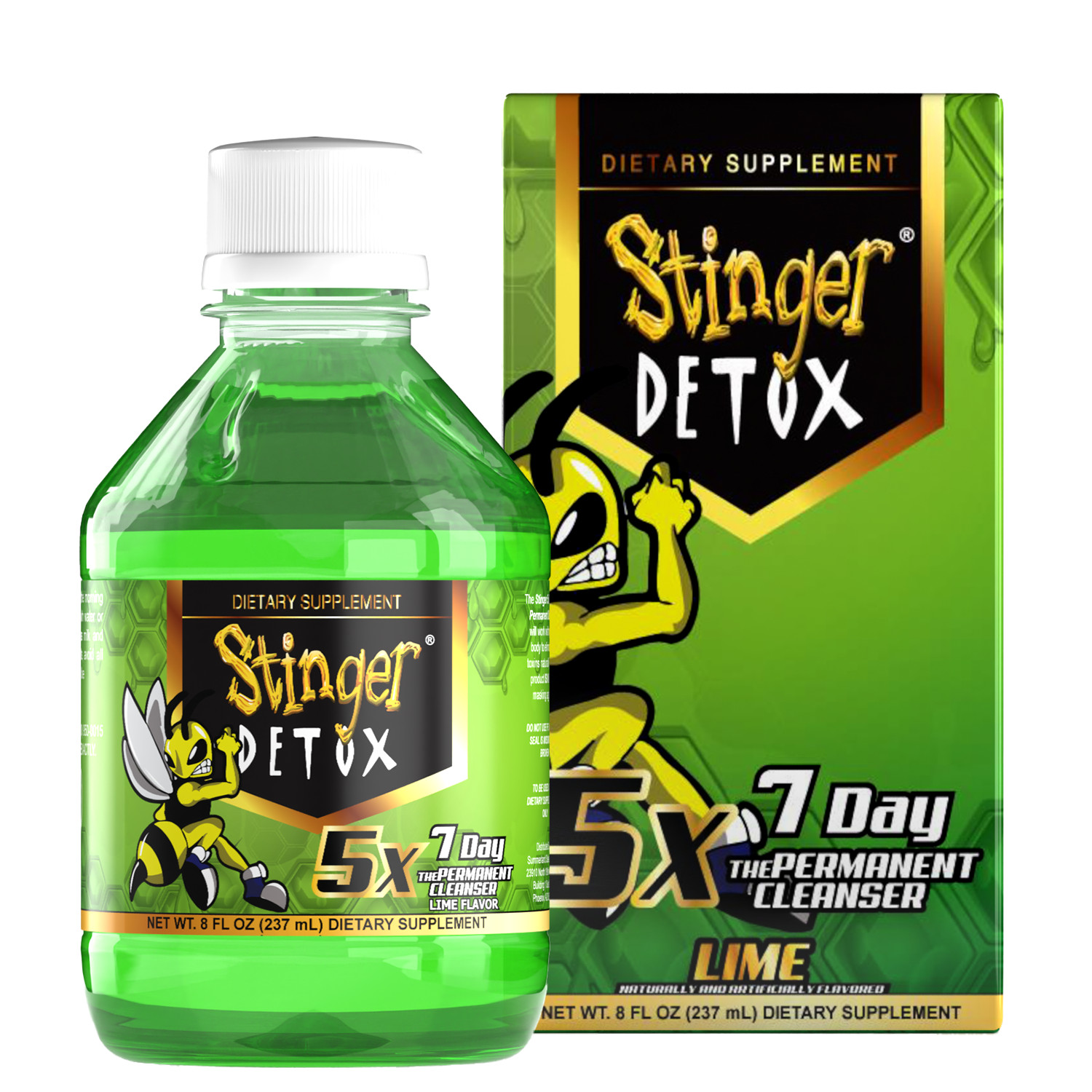 Stinger Detox 5X 7-Day Permanent Drink | Lime Flavor | 8 FL OZ