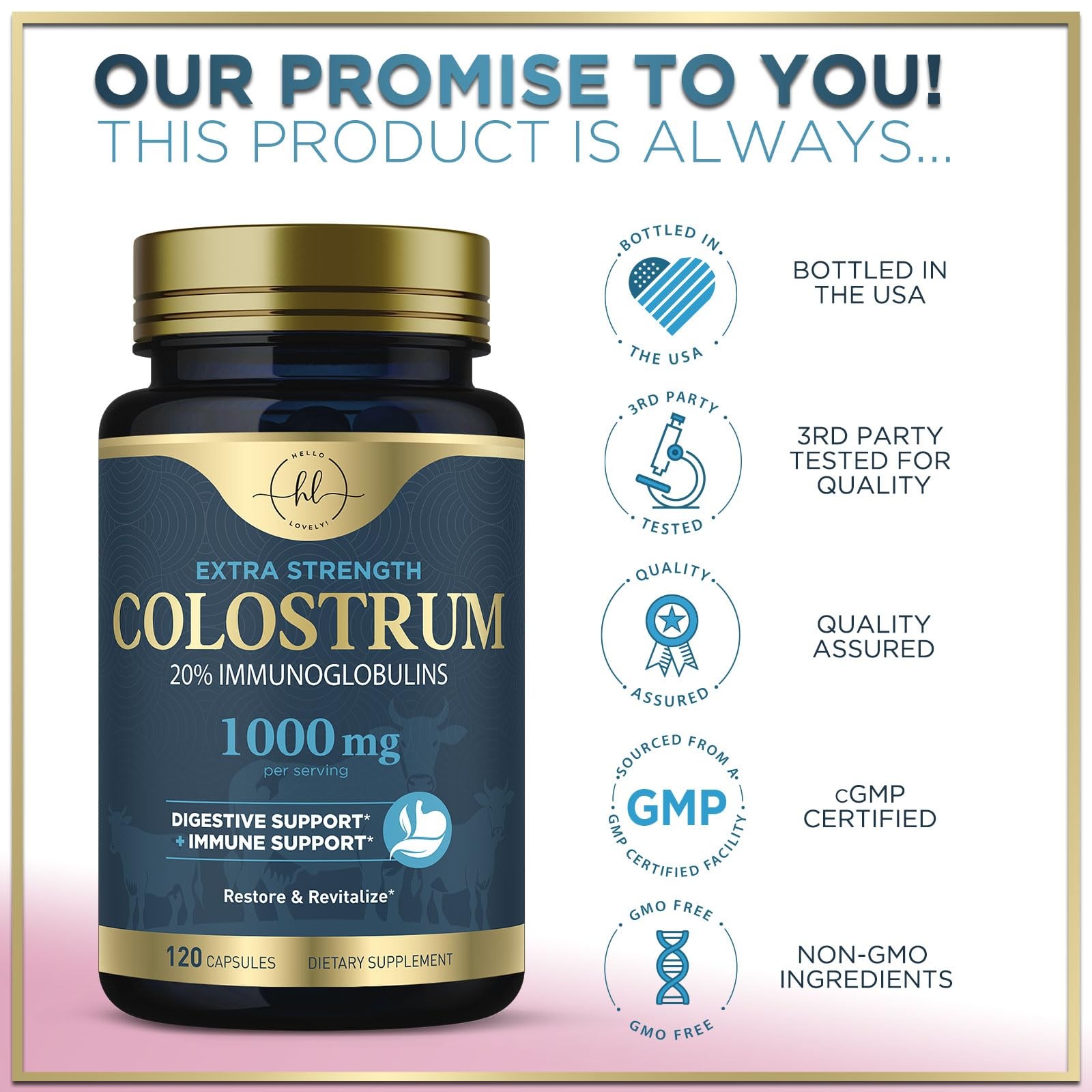 Colostrum Supplement 1000mg Per Serving – Max Strength 120 Count (Pack of 1)