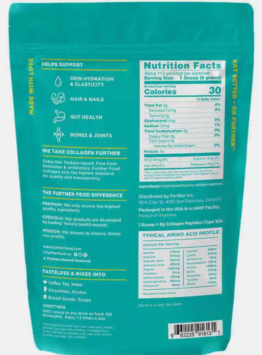 Further Food Grass-Fed Collagen Peptides Powder Unflavored 32.0 oz 113 Servings*
