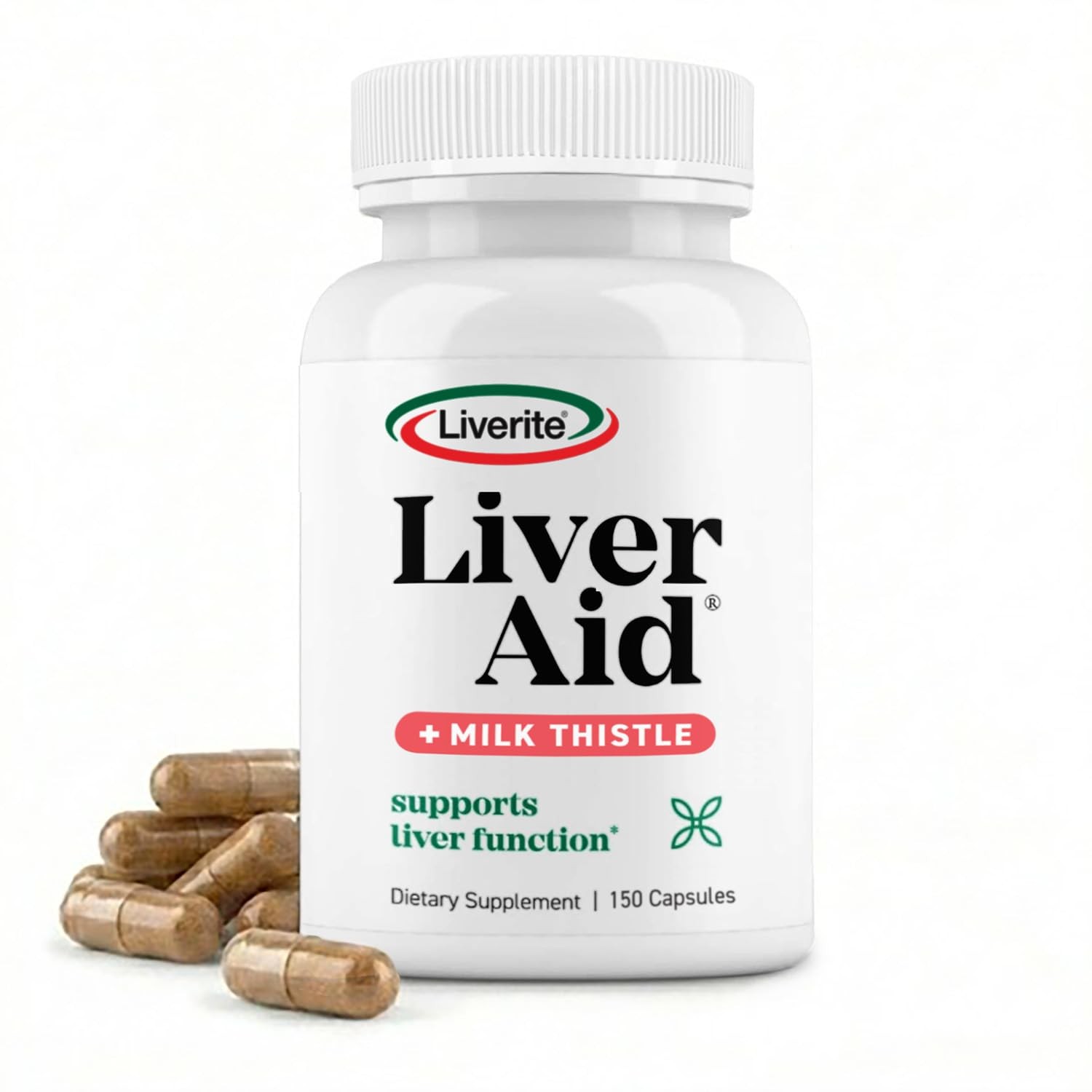 LIVERITE Liver Aid with Milk Thistle 150 150 Count (Pack of 1), Brown