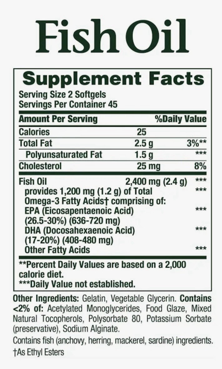 Nature’s Bounty Fish Oil 2400 mg Omega-3 90 Softgels Dietary Supplement