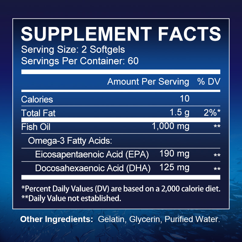 2*120 Omega 3 Fish Oil Capsules 3x Strength 1000mg EPA&DHA,Brain&Heart Health