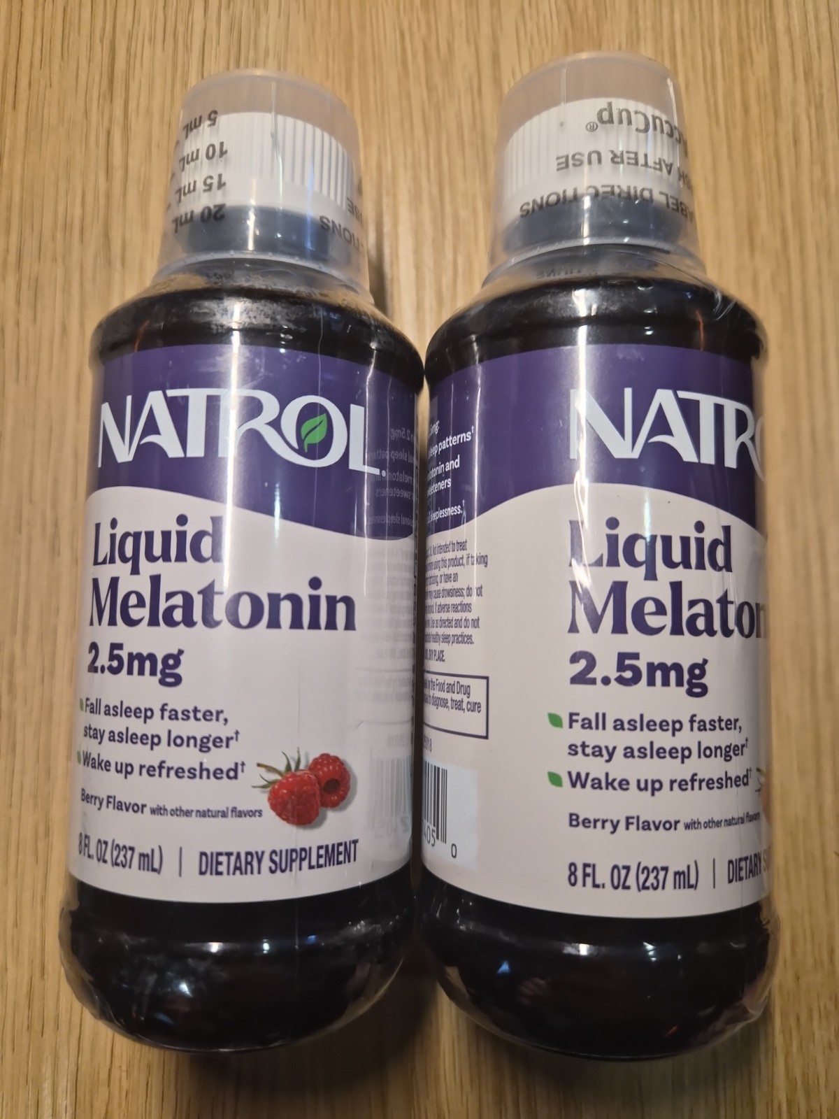 Lot of 2 Natrol Melatonin 2.5mg Liquid Sleep Aid Supplement 8oz Exp 04/27