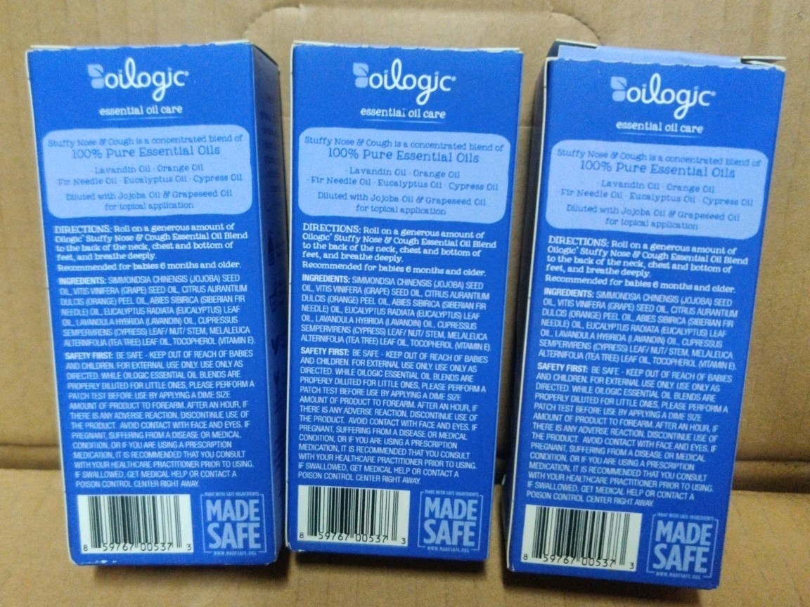 Oilogic Stuffy Nose & Cough Baby Safe Essential Oil Vapor Bath, 3 pack=3 fl oz.