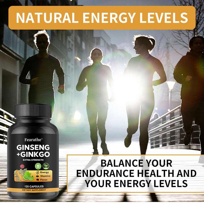 Korean Panax Ginseng 1650mg w/ Ginkgo Biloba for Memory Focus Energy Stamina