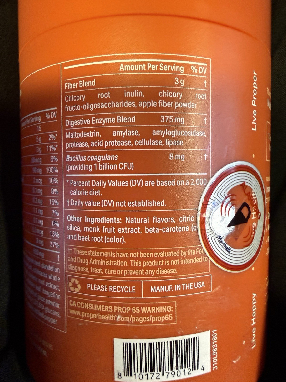 Proper Superfood Powder Orange Tangerine Immune Support Vitamin C Elderberry