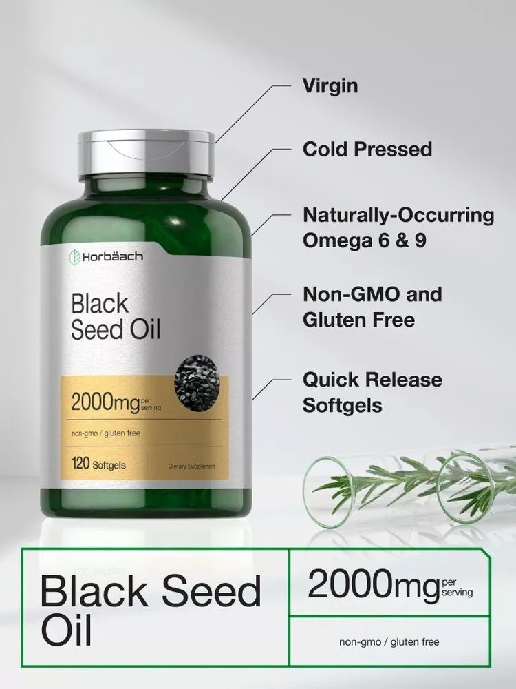 Black Seed Oil 2000mg | 120 Softgel Capsules | Nigella Sativa | by Horbaach