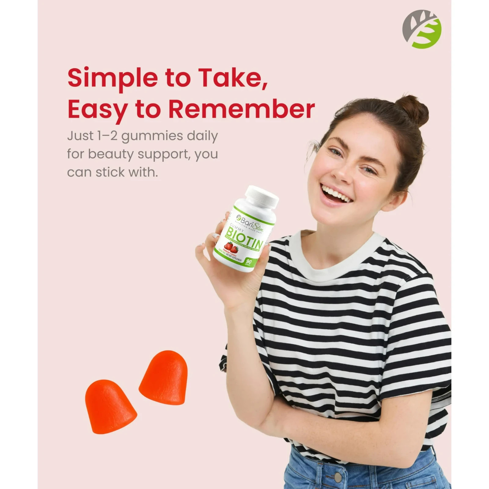 BariSlim Biotin Gummies Bariatric Gummy Vitamins Dietary Supplement – Strawberry