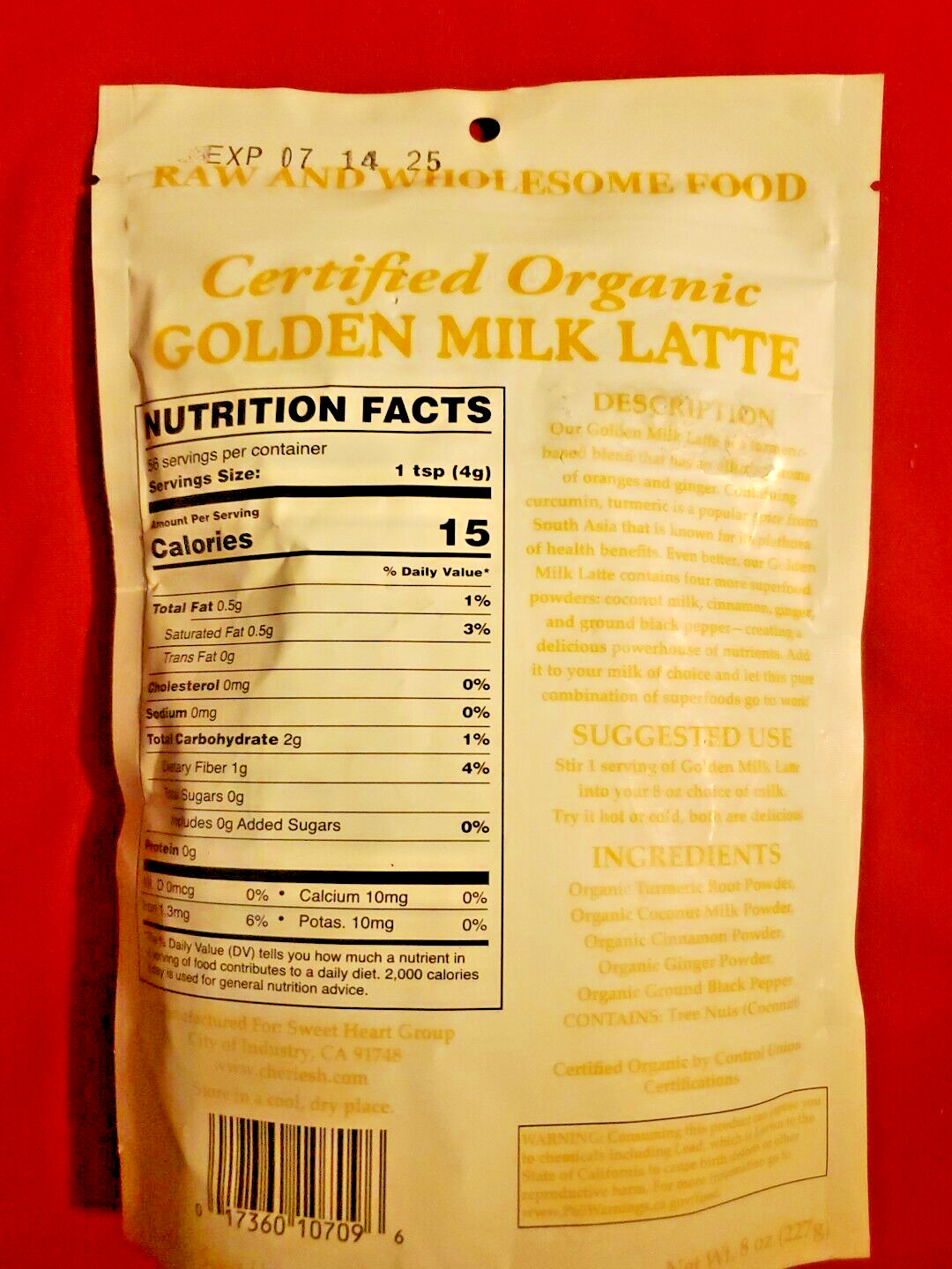 CERTIFIED ORGANIC GOLDEN MILK LATTE