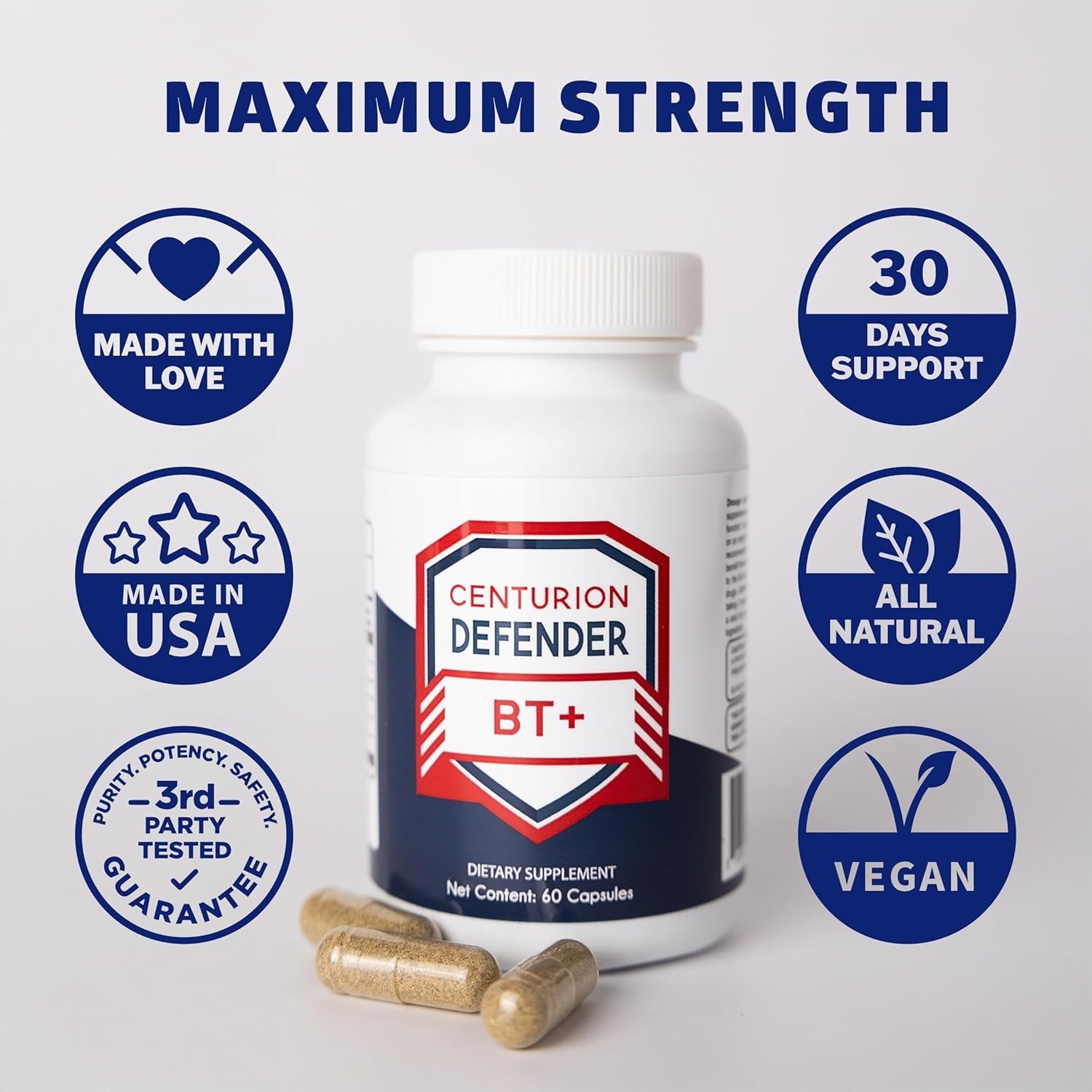 Centurion Defender BT+ Blood Health Supplement All natural Made in the USA 60ct