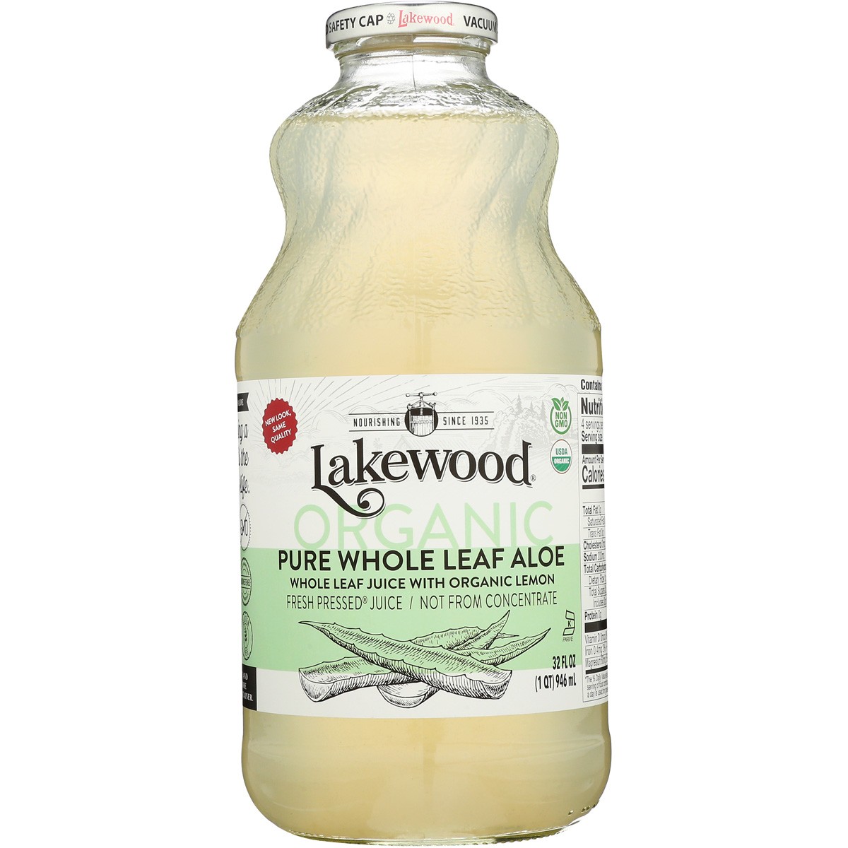 Organic Lakewood Pure Whole Leaf Aloe Juice Lemon 32 Fl Oz 1 Pack