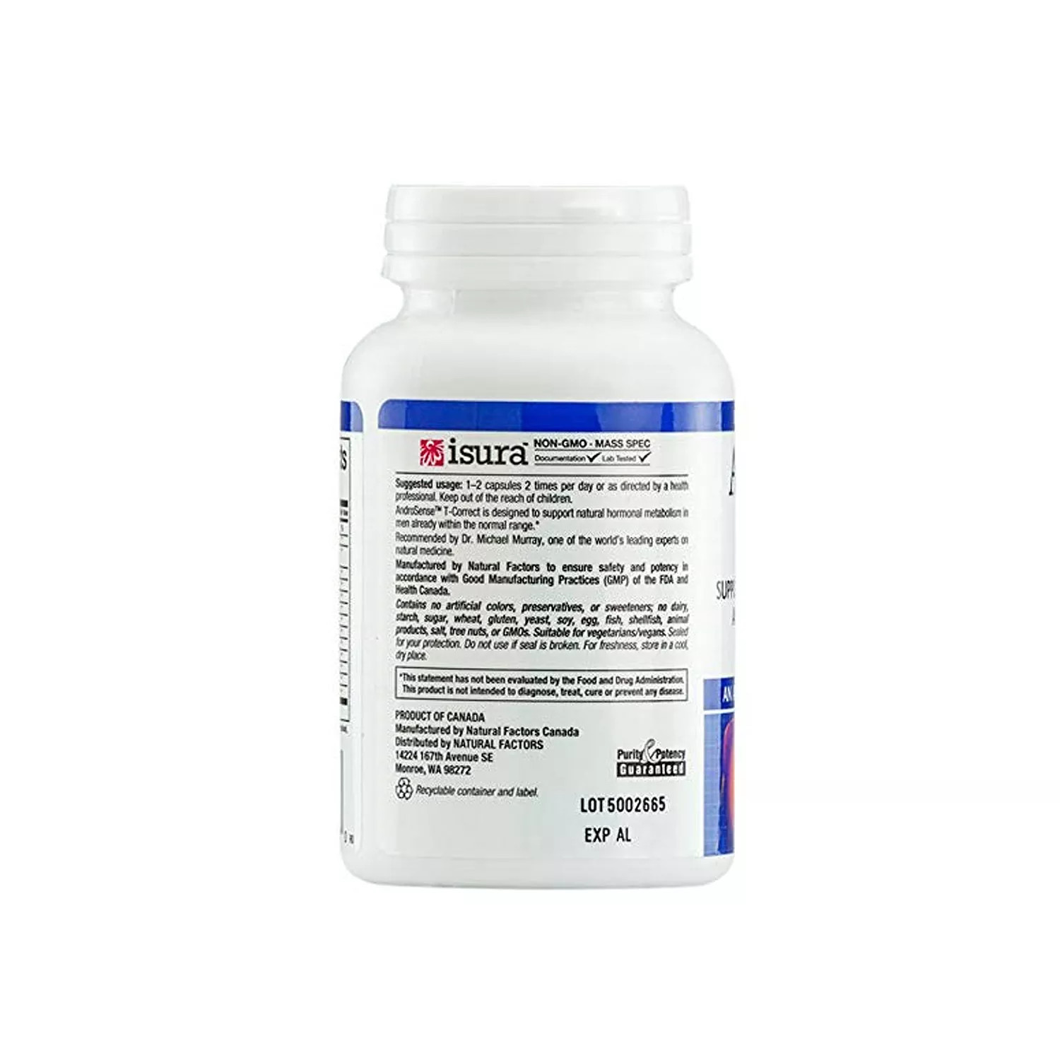 Natural Factors AndroSense T-Correct,Mens Hormonal Metabolism Support,60VegCaps