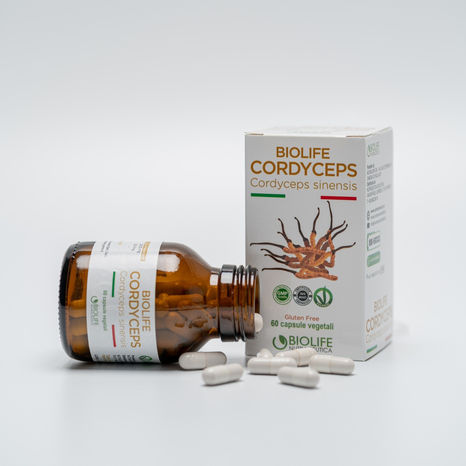 Biolife Cordyceps | 60 cap da 500mg | Cordyceps sinesis Made in Italy | VEGANOK