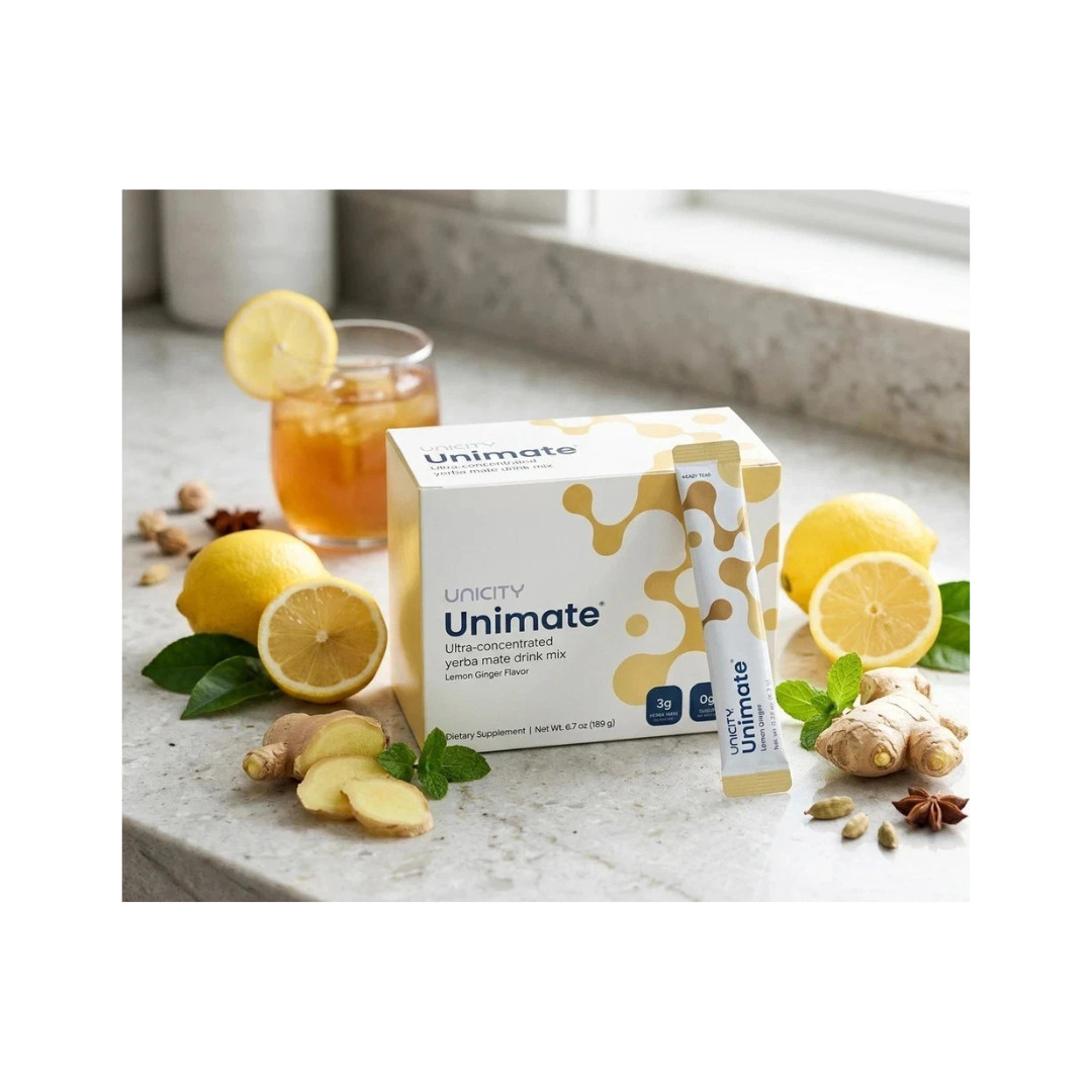 Unicity Unimate Lemon Yerba Mate Drink Mix 120 Sachets (4 Pack) Sugar Free Daily