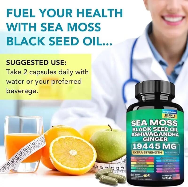 Tarmya’s Sea Moss Black Seed Oil Ashwagandha Ginger Turmeric Capsules