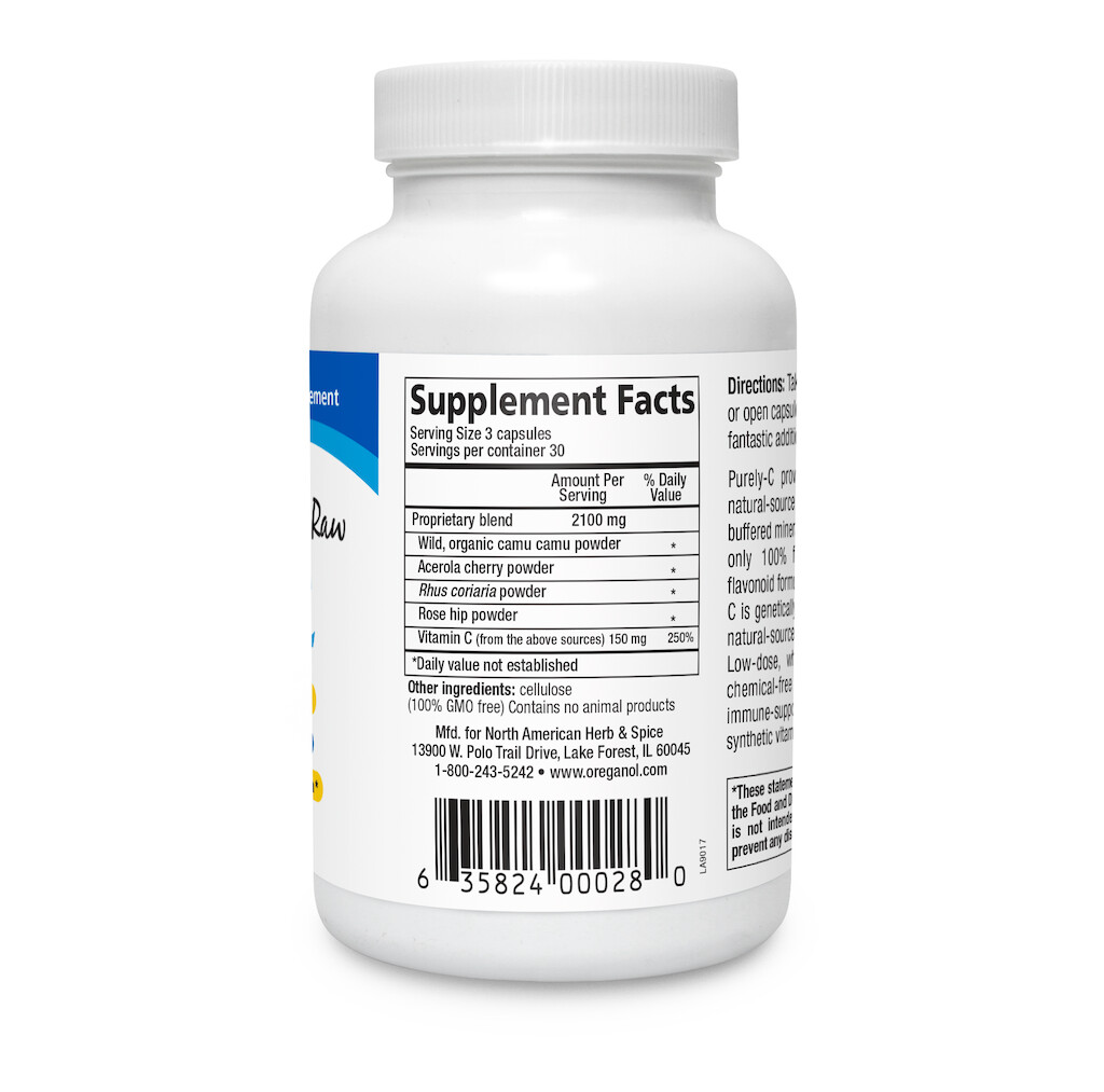 Purely-C Vitamin C, 90 caps Immune, Camu Camu Berries, Wild Berries, Rose HIPS