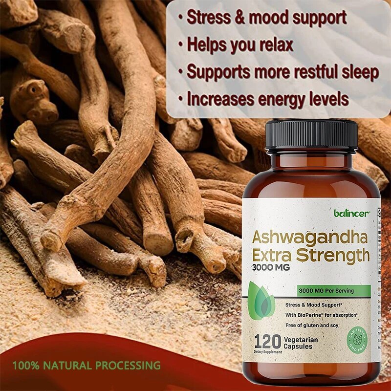 Ashwagandha Extract 3000 Mg – Powerful Supplement – Stress and Mood