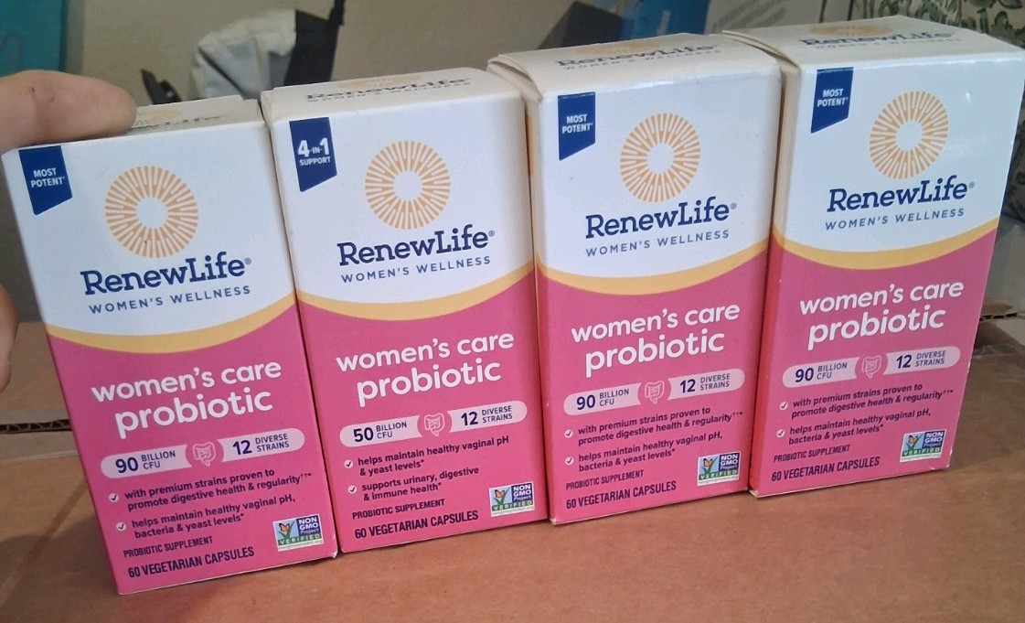 Lot Of 4 RenewLife Women’s Care Probiotic Supplement Non-GMO 60 Capsules