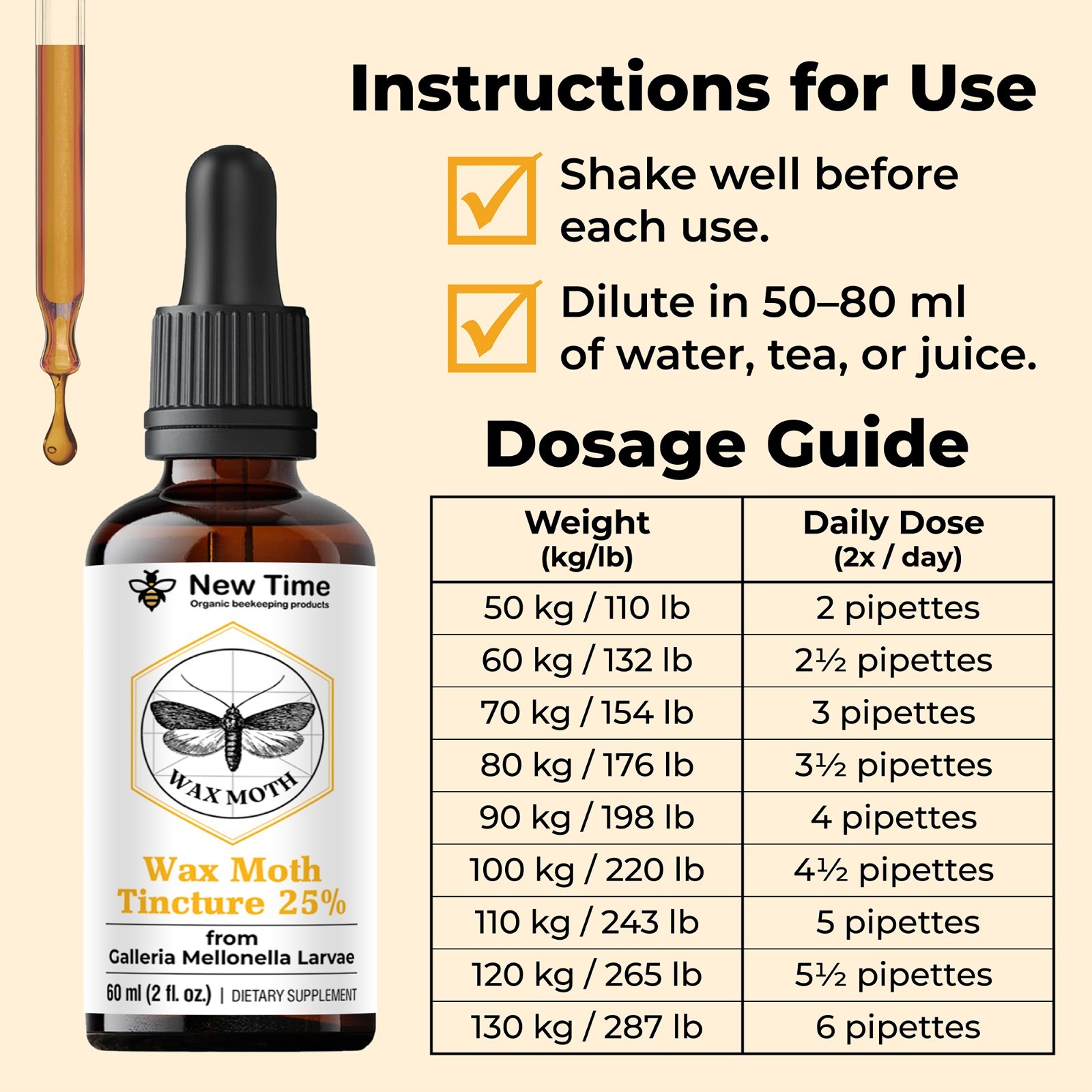 3 Bottles Wax Moth Tincture 3 x 30 ml Galleria Mellonella Extract – Liquid Drops