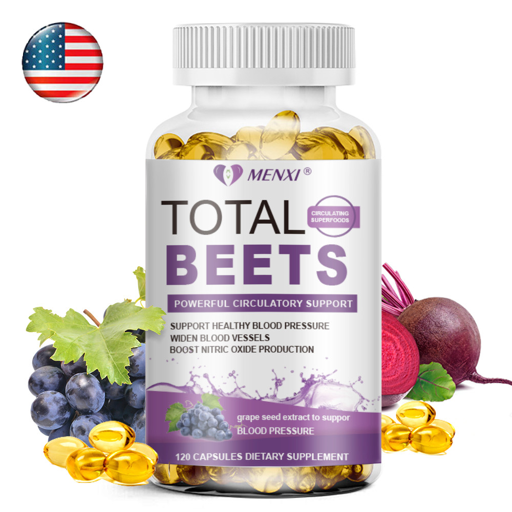 Total Beet Root Capsules -Nitric Oxide Booster Beetroot Supplement, 120 Softgels