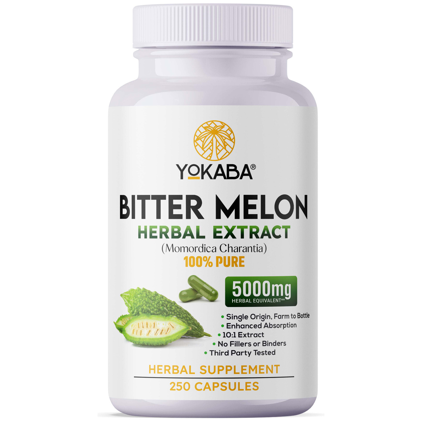 500 Capsules BITTER MELON 5000mg Herbal Extract by YOKABA | Momordica Charantia