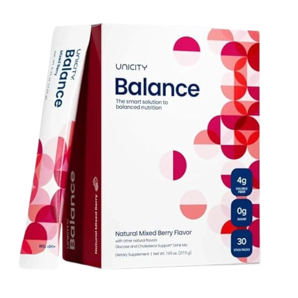 Unicity Balance NATURAL Mixed Berry 30 Stick Packs Fiber Supplement Drink Mix