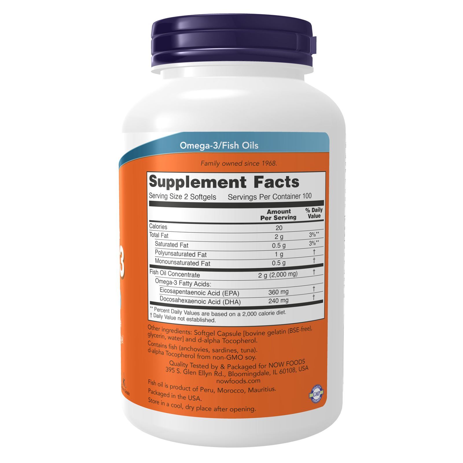 NOW FOODS Omega-3, Molecularly Distilled – 200 Softgels