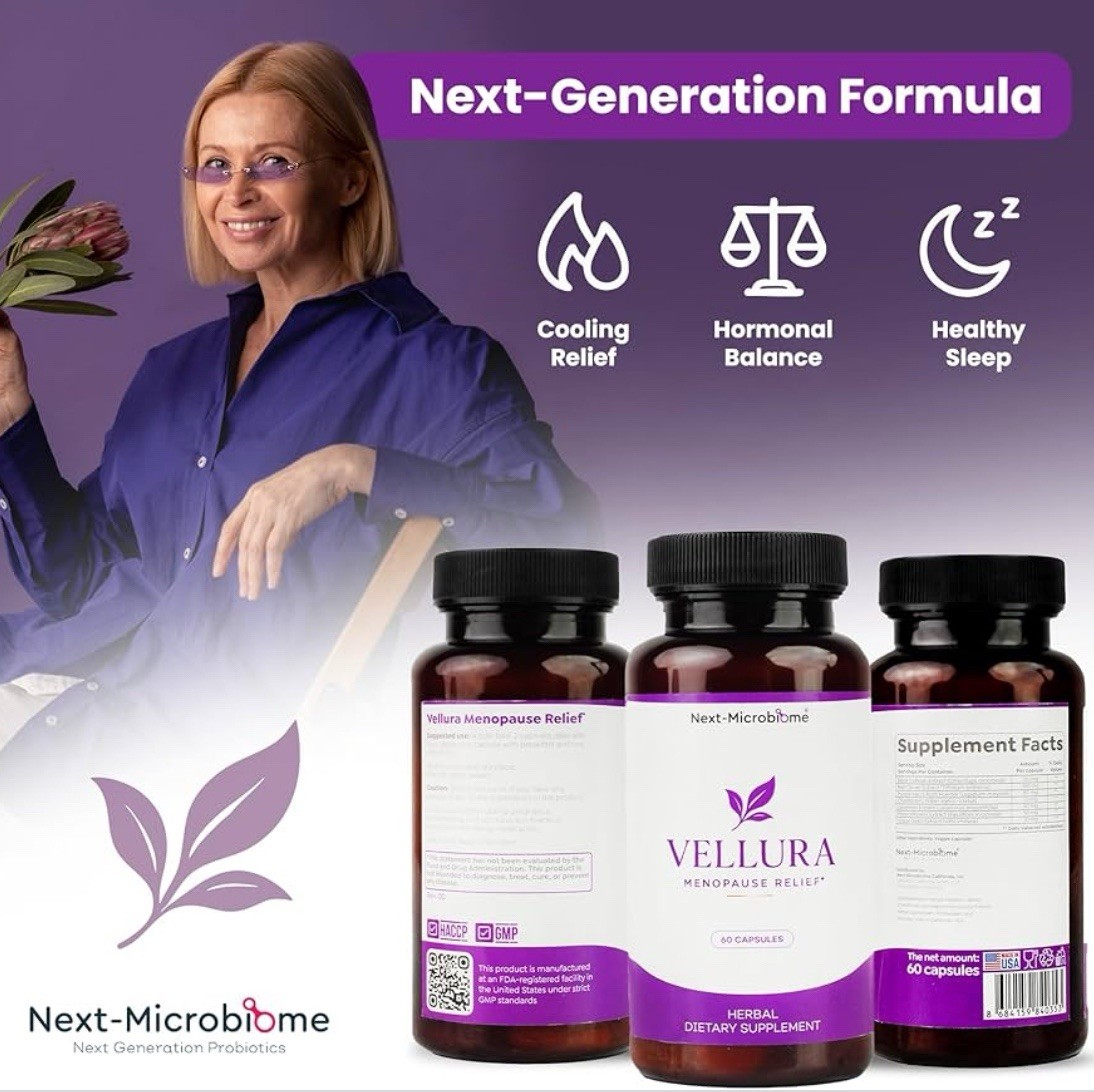 NEXT-MICROBIOME Vellura Menopause Relief Herbal Supplement 60 Count MSRP $79+