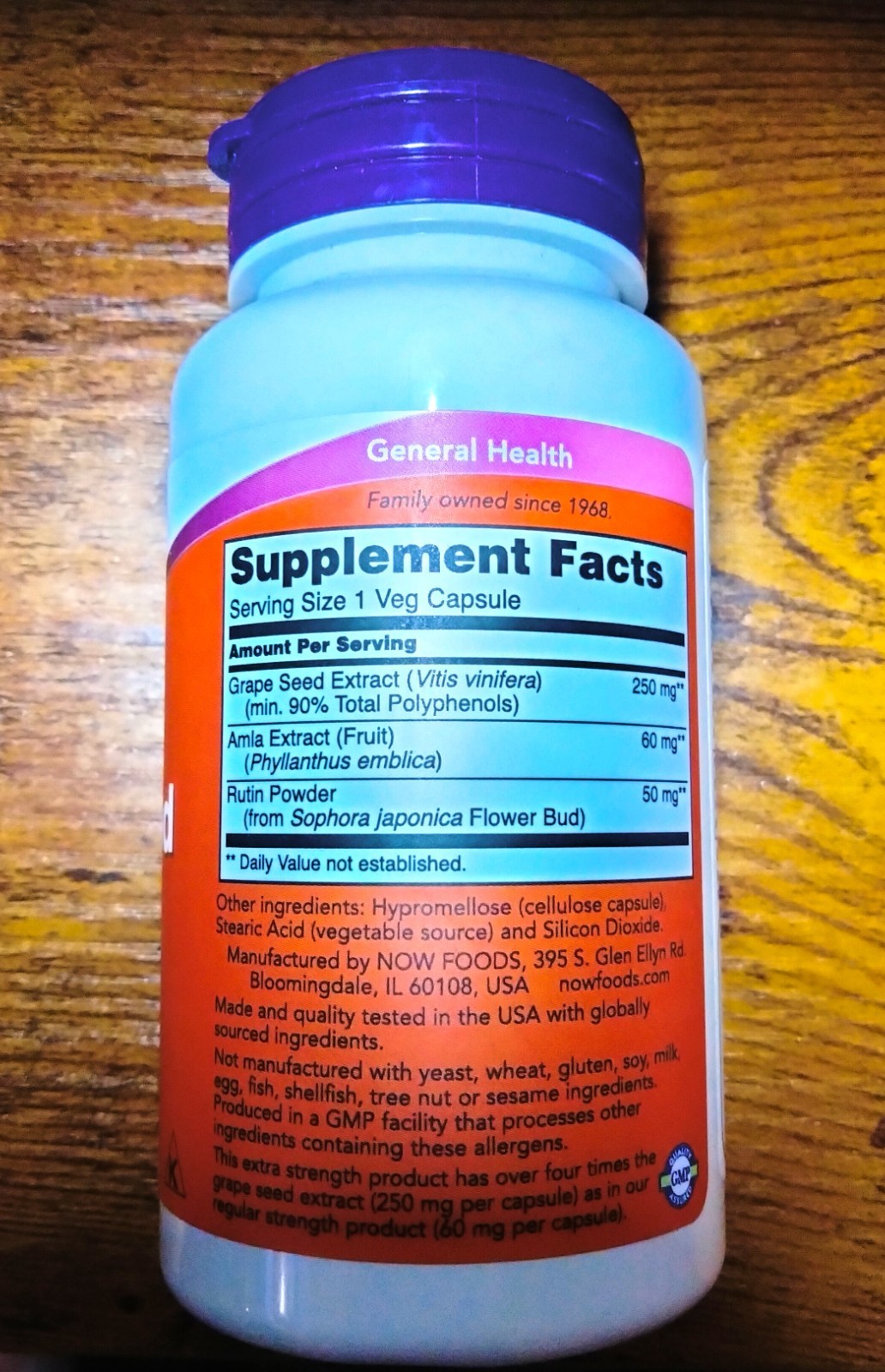 NOW FOODS Grape Seed Extra Strength 250 mg 90 Veg Capsules 2 pack 08/26