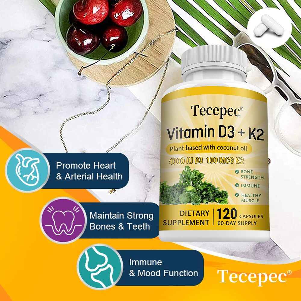 Vitamin D3 K2 Capsules Extra Strength D3 K2 Supplements with 4000 IU