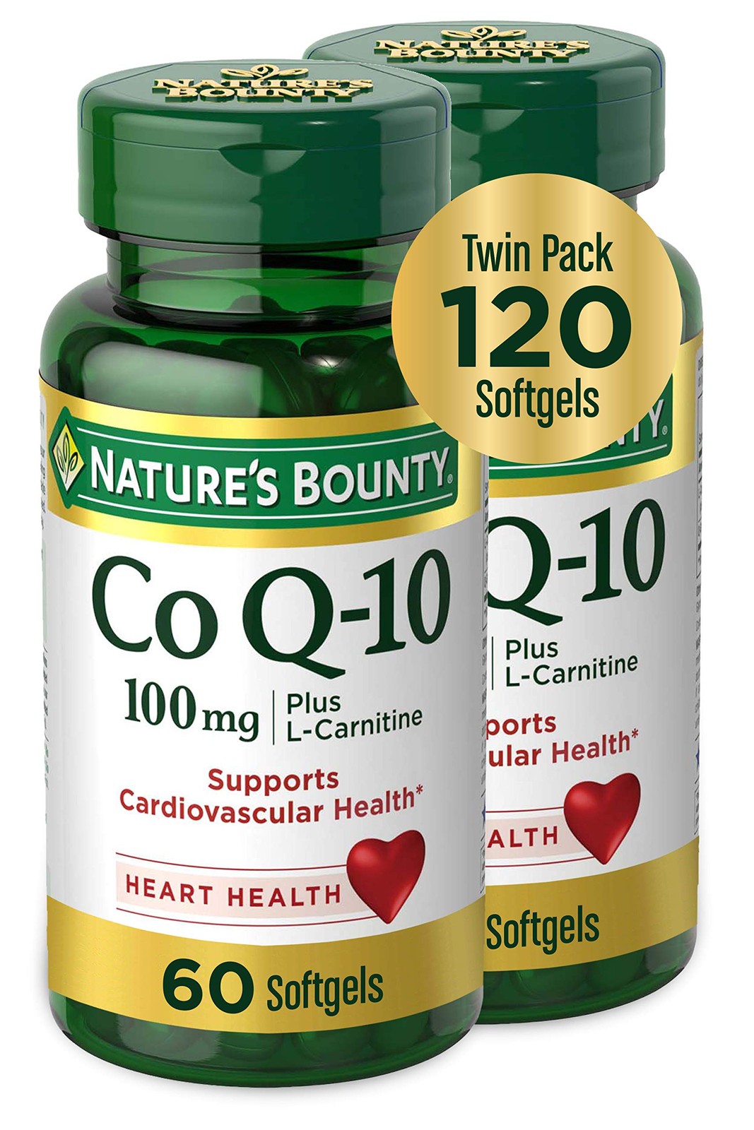 Nature’s Bounty CoQ10 Plus L-Carnitine 120 Softgels Antioxidant Energy Support
