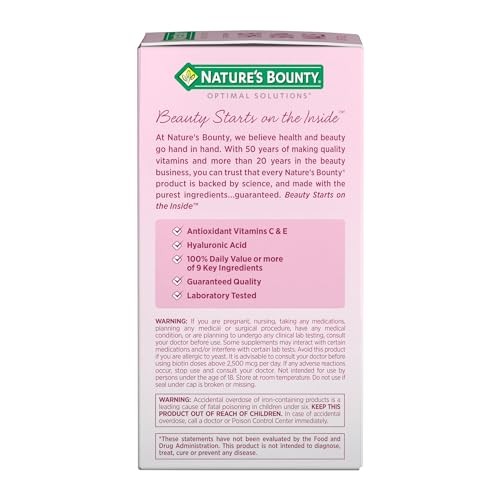 Nature’s Bounty Hair, Skin & Nails Vitamin Supplement with Biotin & Hyaluronic