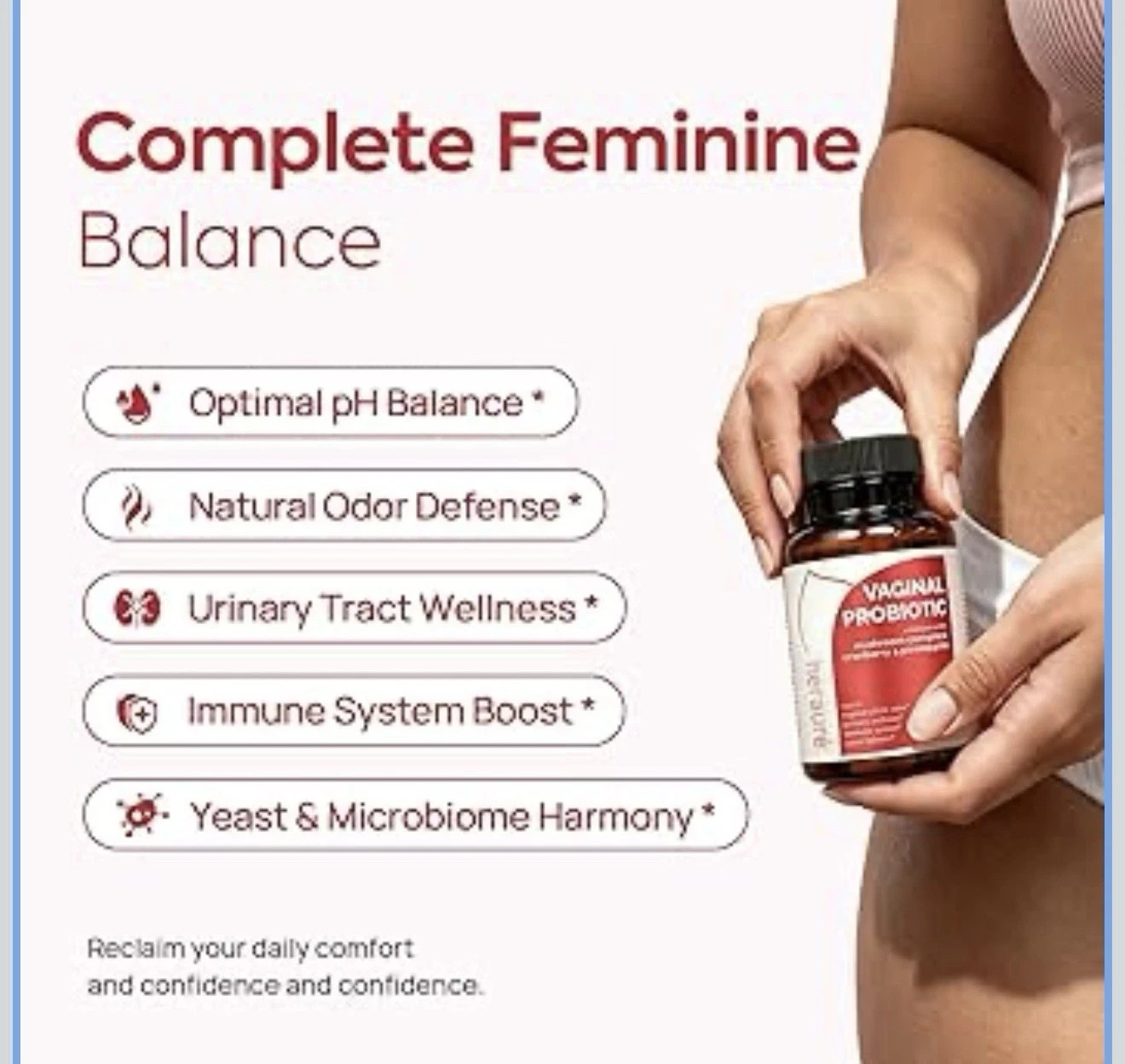 heraure Vaginal Probiotic Capsule w/ Mushroom Complex, Cranberry, Pineapple 60ct