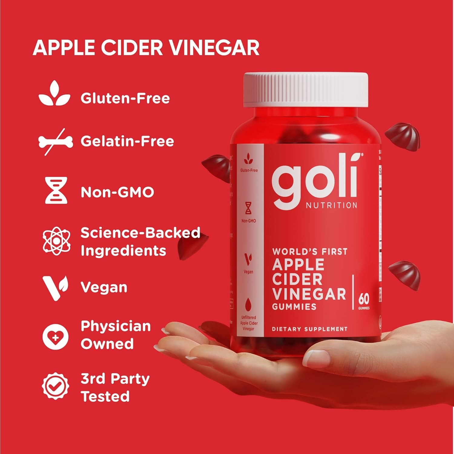 HOT-Goli Apple Cider Vinegar Gummies – Worlds First ACV Gummy with Vitamin B12