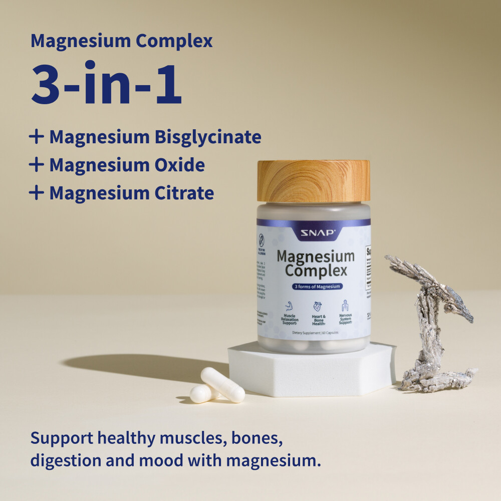 Magnesium Glycinate Natural Capsules Muscle Relaxer, Heart & Bone Health – 60ct