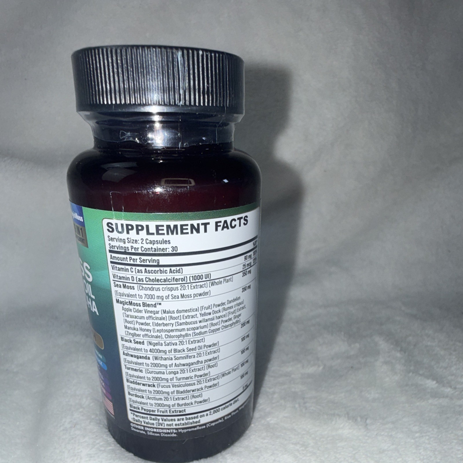 Zoyava Sea Moss + Black Seed Oil Ashwagandha Ginger Immune Extra 60 Caps