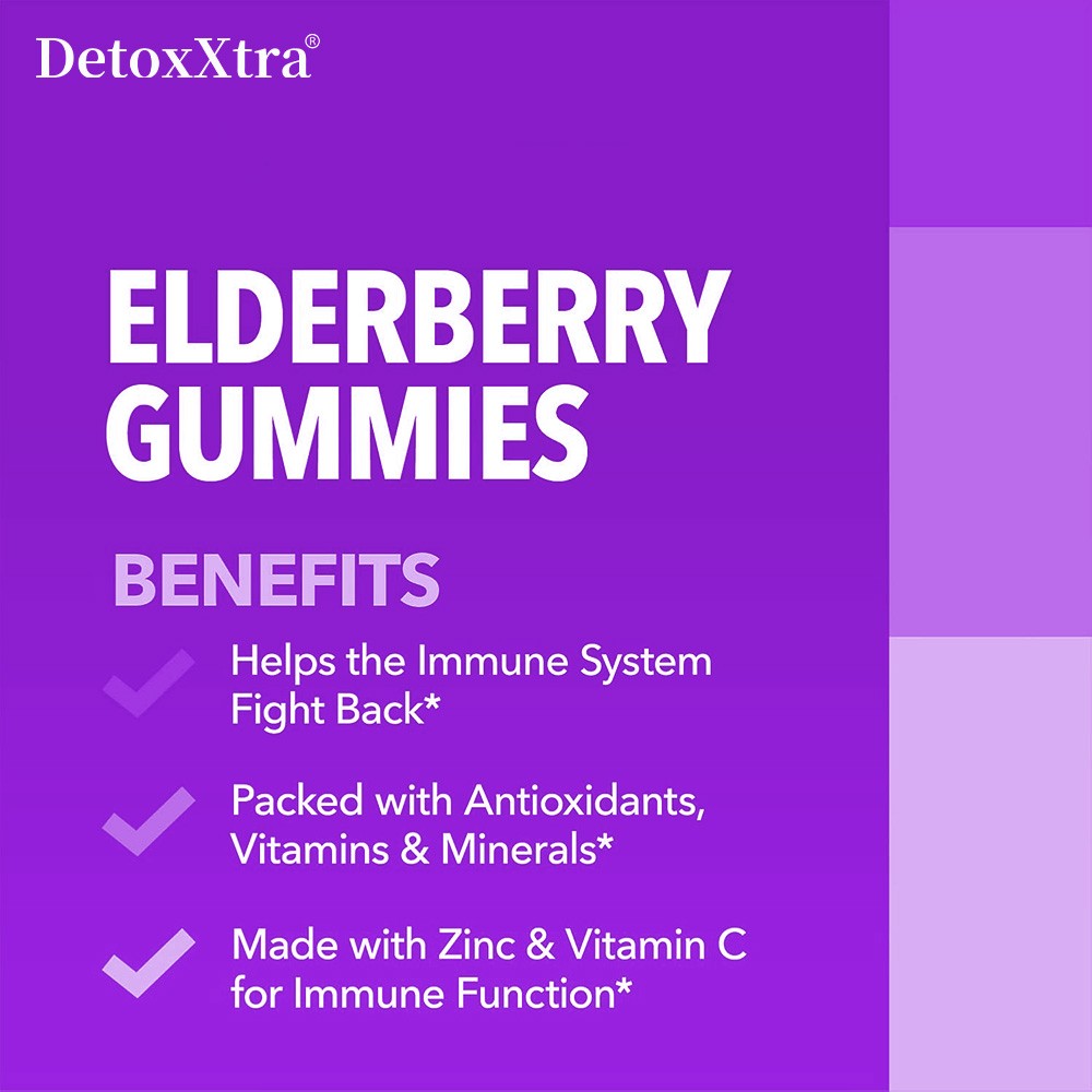 Triple Strength Elderberry Gummies-With,Zinc&Vitamin C for Immune Support 60 Pcs
