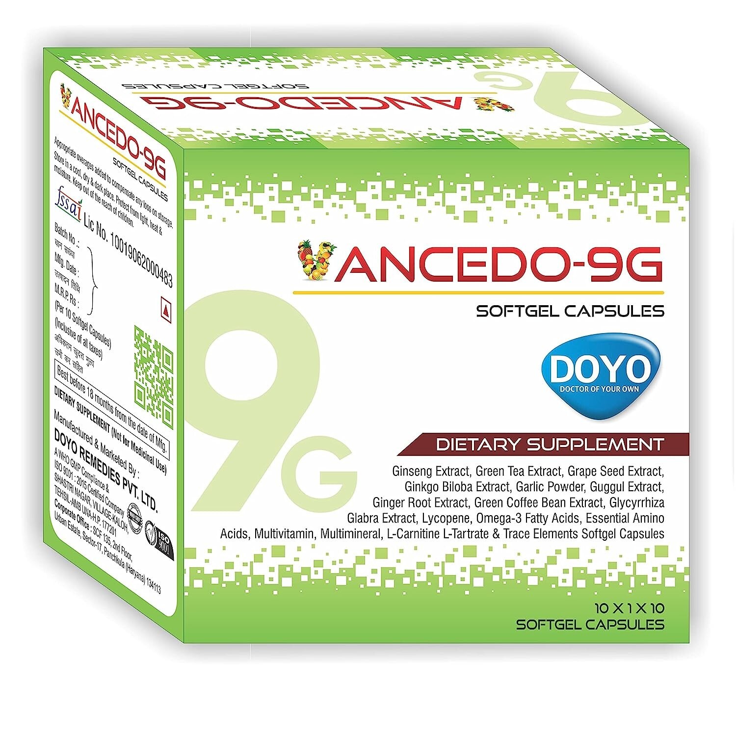 DOYO Multivitamin for Men Women Vancedo 9G (100 softgels) Long Expiry